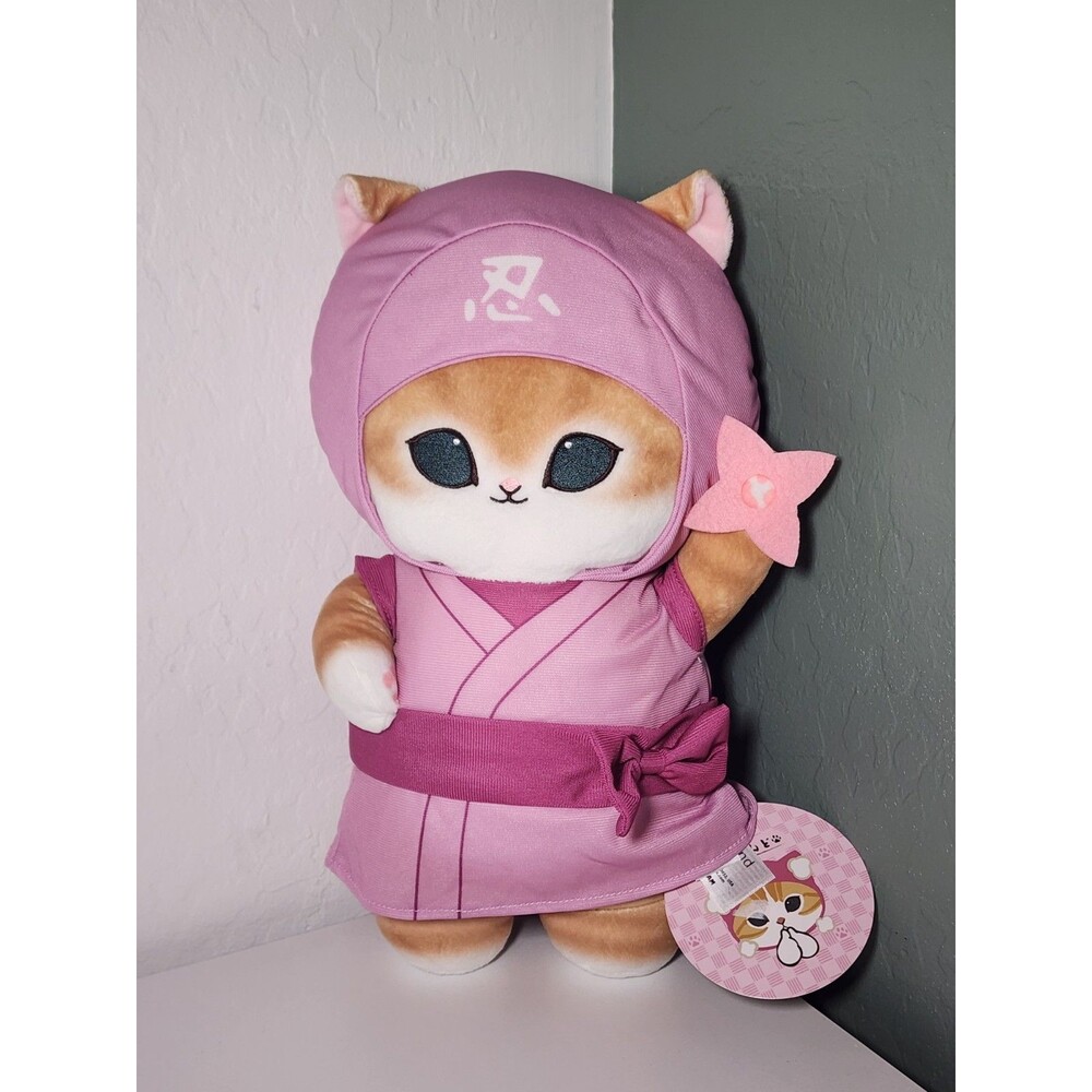Mofusand Cat in Ninja Nyan Pink Plush 11” Round 1 NWT Stuffed Animal